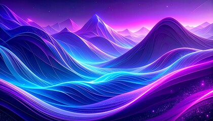 Abstract landscape of vibrant, flowing mountains