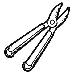 Monochrome Illustration of Groove Joint Pliers A Versatile Tool for Gripping and Turning Objects With Ribbed Handles