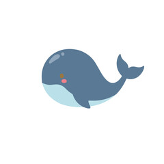 Cute Cartoon Whale – Adorable Blue Sea Animal Vector Illustration