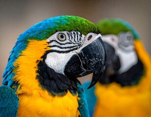 Close-up of two macaws