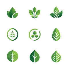 Collection of Green Leaf Logos for Eco-Friendly Brands