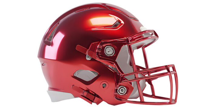Shiny red american football helmet on black background - Powered by Adobe