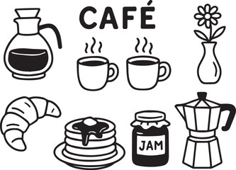 Coffee and Croissant. a Paper Cup with a Dark Lid and Ruddy Pastries.