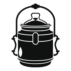 Monochromatic Illustration of a Traditional Tiffin Carrier Used in India for Carrying Lunch or Snacks Featuring Multiple Stacked Containers