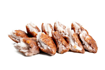 Photo of coconut pan cake taken with a high-resolution camera stacking focus technic using on a white background.