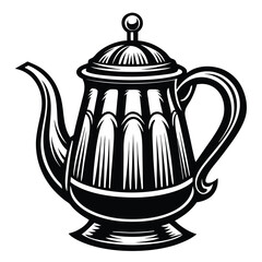 Charming Cartoon Teapot Illustration with Elegant Handle and Decorative Bands Adds a Touch of Whimsy to Tea Time