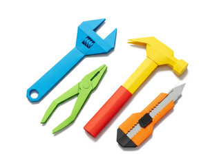 ​low poly geometric papercraft tools set isolated from transparent background. Png file