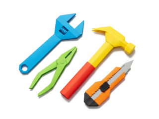 ​low poly geometric papercraft tools set isolated from transparent background. Png file