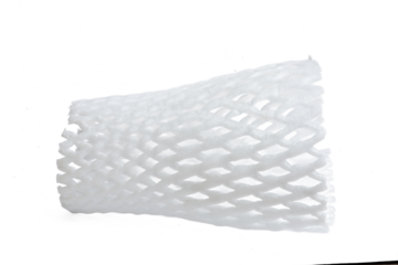 Photo of form net or fruit net with a high-resolution camera stacking focus technic using on a white background.