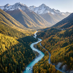 mountain landscape with river