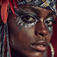 Obraz premium Creative portrait with metallic artistic face makeup