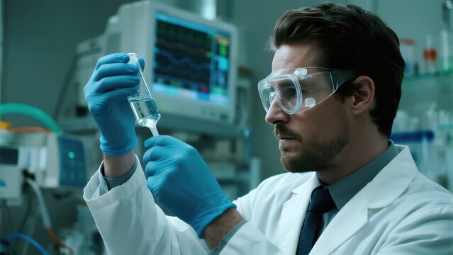 Indian laboratory worker preparing test samples for analysis - Powered by Adobe