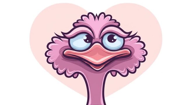 Cute pink ostrich illustration