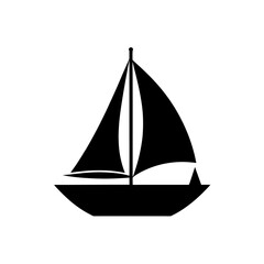 Silhouette of a sailboat on transparent background