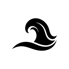 Stylized wave illustration on transparent background silhouette