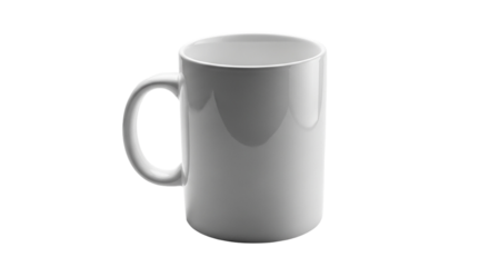 A pristine white ceramic coffee mug awaiting its first brew symbolizing new beginnings and on transparent background