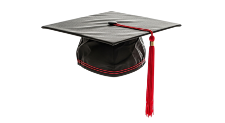 A symbol of academic achievement a graduate s cap with a vibrant red tassel representing hard on transparent background