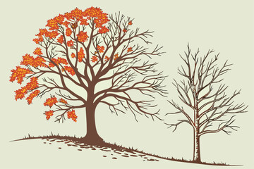 Fototapeta premium Collection of tree silhouettes representing different seasons