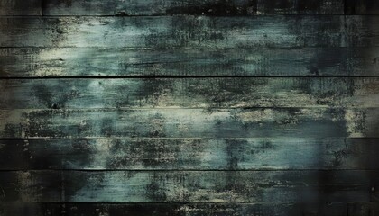 Fototapeta premium The image shows a detailed close-up of multiple dark teal painted wooden planks arranged horizontally, exhibiting a rustic and textured surface with visible paint wear.