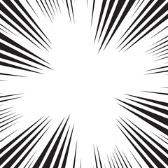 Naklejka premium Manga comic explosion, motion or movement effect, vector background. Manga anime cartoon radial speed lines and abstract pattern for comic book burst, flash ray or explode bang action 