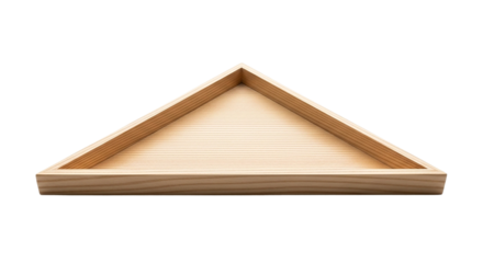 A simple elegant triangular wooden tray ready to hold your treasures and showcase your on transparent background