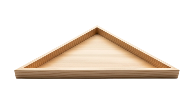 A simple elegant triangular wooden tray ready to hold your treasures and showcase your on transparent background