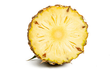Photo of pineapple taken with a high-resolution camera stacking focus technic using on a white background.