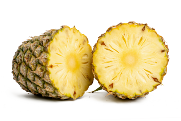 Photo of pineapple taken with a high-resolution camera stacking focus technic using on a white background.