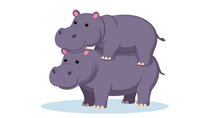 Fototapeta premium Two hippopotamus, one on top of another