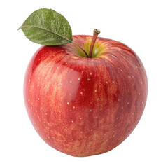 Red apple with leaf isolated on white background