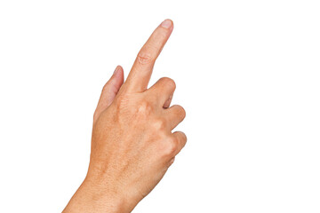 finger touch the screen hand gesture or finger pointing gesture isolated on transparent background