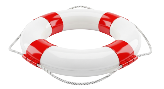 A bright hopeful lifebuoy ready to cast symbolizing safety and rescue from unseen troubles on transparent background