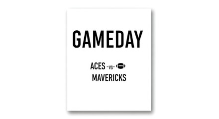 A modern, minimalist gameday graphic announcing a football game between the Aces and the Mavericks.