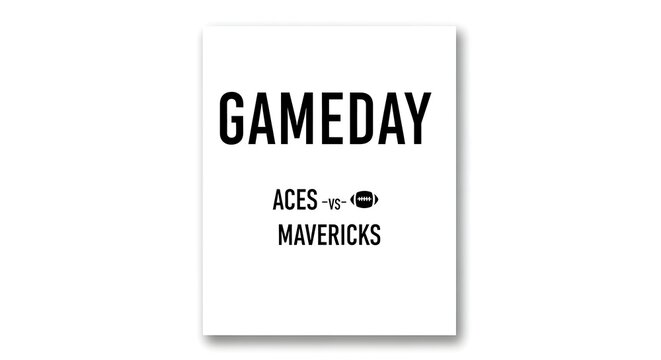 A modern, minimalist gameday graphic announcing a football game between the Aces and the Mavericks.
