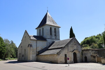 Eglise Saint-Hilaire des grottes, vue de l'extérieur, ville de Saumur, département du Maine et...