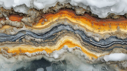 Geological layer texture with wavy multi-color structure, for geological research and abstract art design