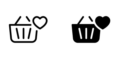 Shopping basket and heart icon