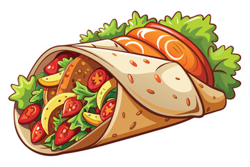 Mouthwatering Doner Kebab Wrap Featuring Grilled Meat Vegetables and Zesty Sauce a Delicious and Flavorful Fast Food Treat