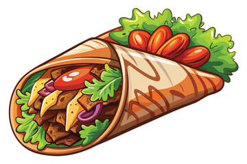 Mouthwatering Doner Kebab Wrap Featuring Grilled Meat Vegetables and Zesty Sauce a Delicious and Flavorful Fast Food Treat