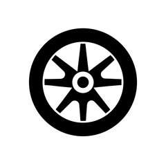 Fototapeta premium A simple black wheel icon on transparent background silhouette