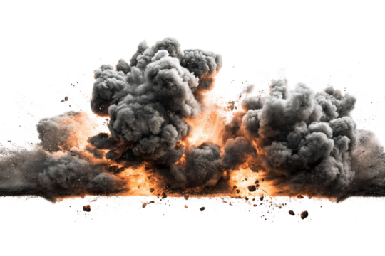 Explosion border isolated on transparent background - Generative AI