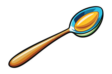 Stylized Spoon Illustration Featuring Vibrant Colors and Bold Outlines for a Modern and Playful Design Aesthetic
