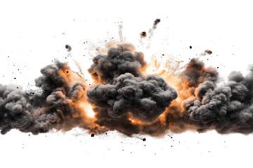 Explosion border isolated on transparent background - Generative AI