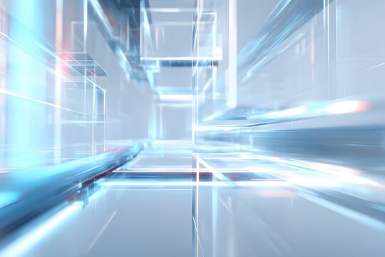 Futuristic abstract blue motion speed lines with glowing digital light streaks, modern technology background, fast data transfer and innovation concept