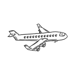 Airplane aviation handdrawn icon sketch vector illustration