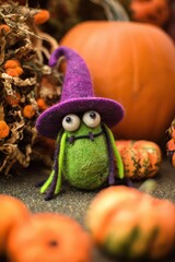 Witch with pumpkins and fall decor