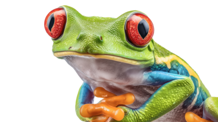 Jumping frog celebrates leap year fun,isolated on transparent background