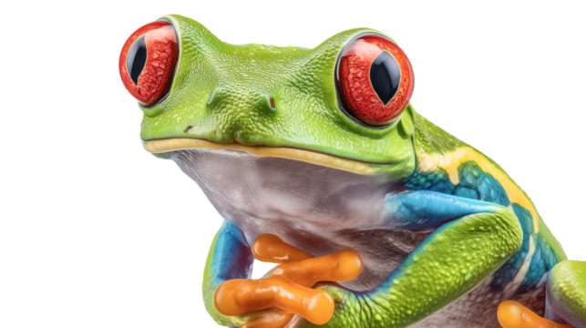 Jumping frog celebrates leap year fun,isolated on transparent background
