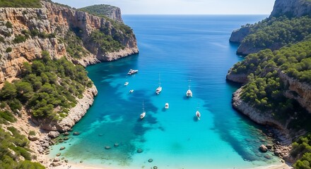 Naklejka premium Secluded Cala Macarella Beach in Menorca, Spain.