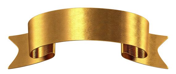 Shiny golden banner with flowing folds, isolated on transparent cutout background
